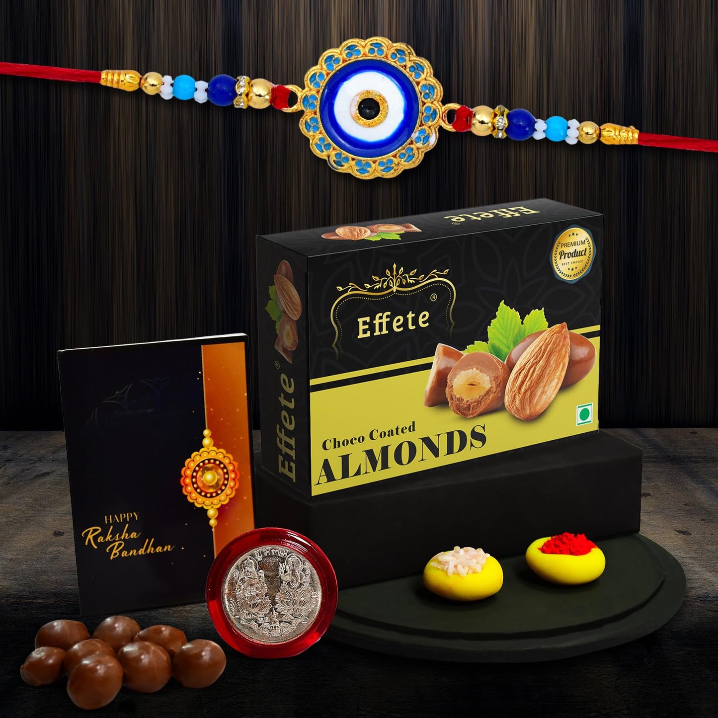 (K1_516_ca32) Rakhi Combo  Chocolate Almonds 32gm Rakhi  Chocolate For Brother  Fancy Rakhis For Men Stylish  Rakhi With Gift  Rakhi Combo  Set Of 1  Chocolate