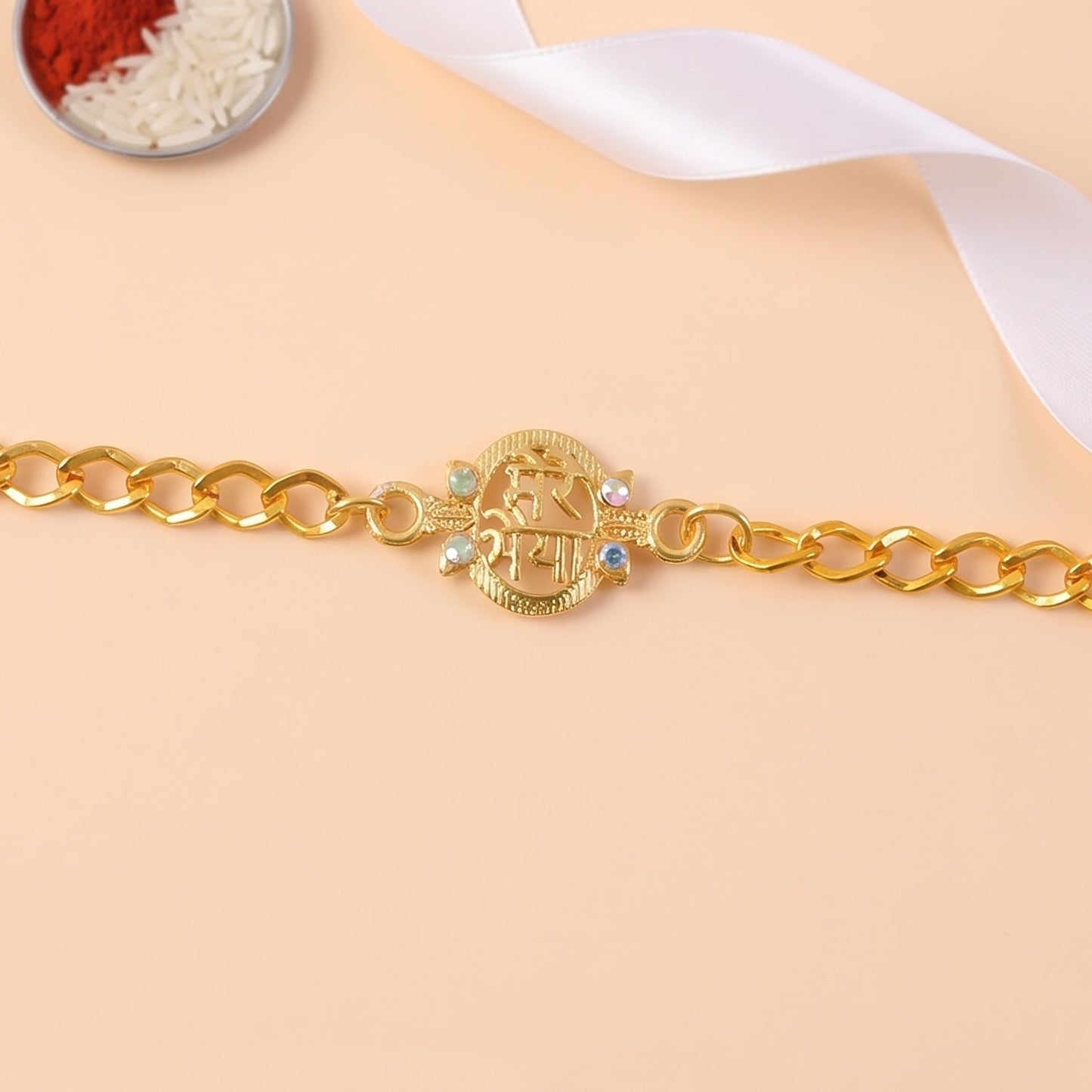 Mere Bhaiya Bracelet Rakhi Gold-plated Chain Rakhi With Stones For Brother (1 Pc)