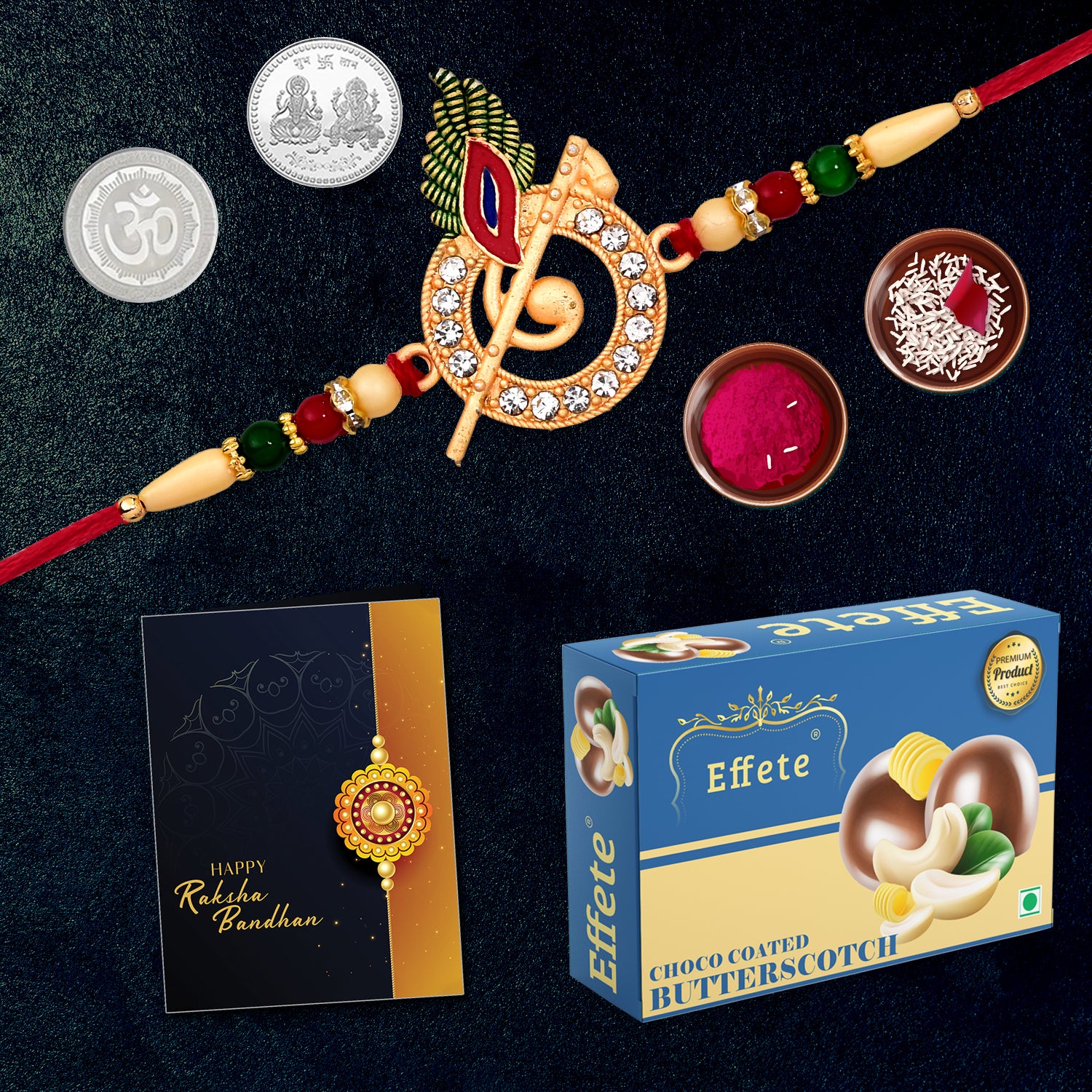 Rakhi Set With Card Coin Roli Chawal  Chocolate