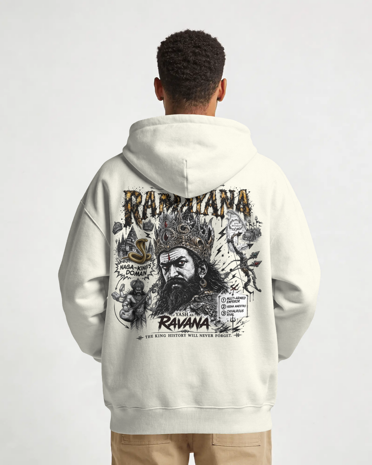 Ravana hoodie - male model back view