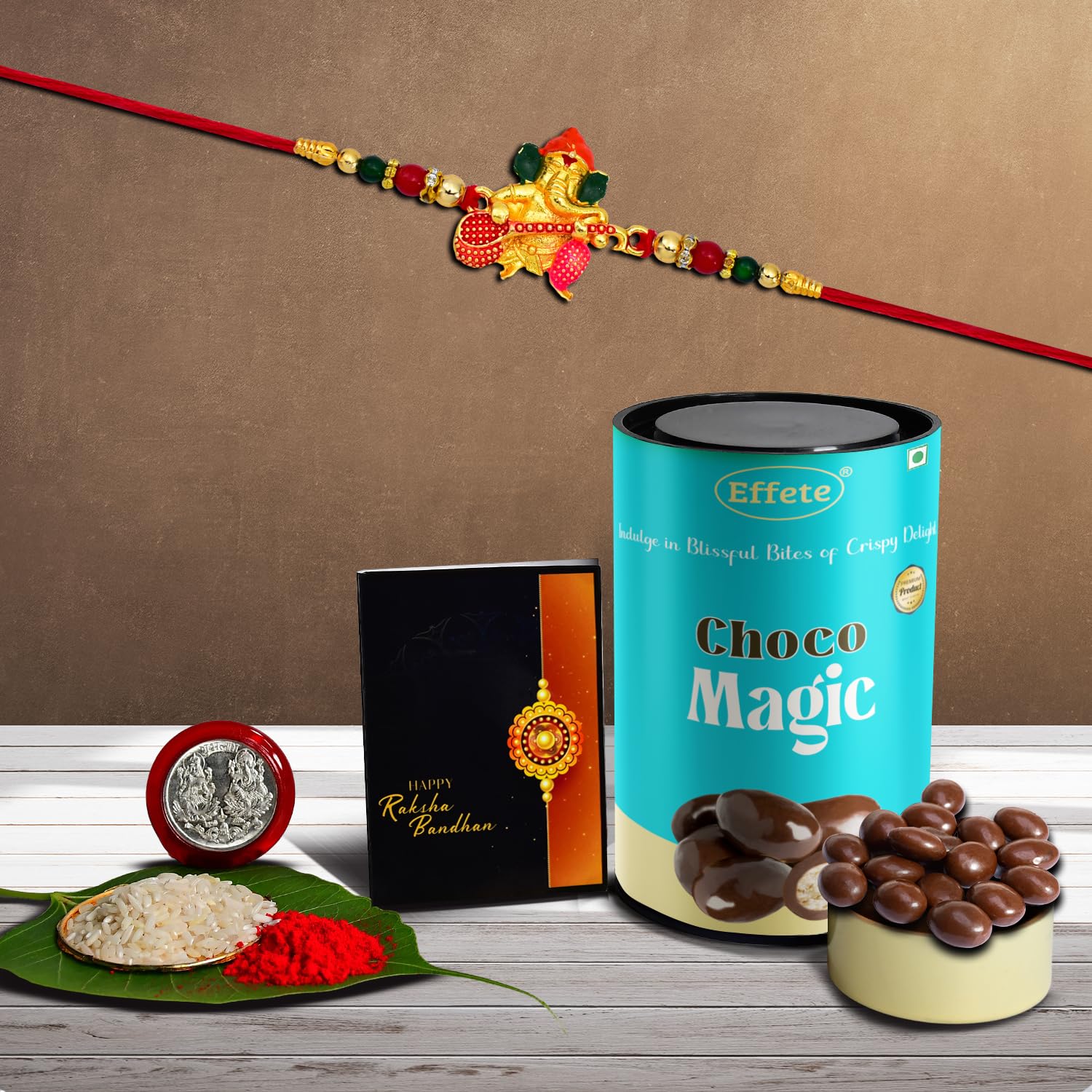 Lord Ganesh Rakhi For Brother With Chocolate Magic (K1_511_cm)