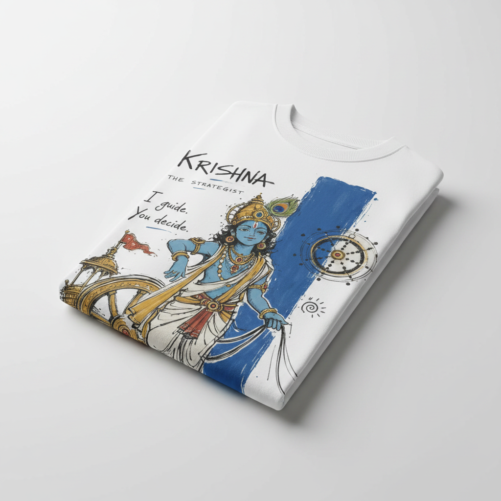 Krishna The Strategist tee - folded product view