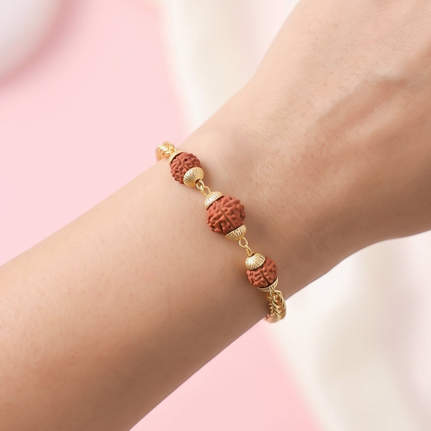 Premium Rudraksha Bead Rakhi Gold-plated Chain Rakhi For Brother (1 Pc)