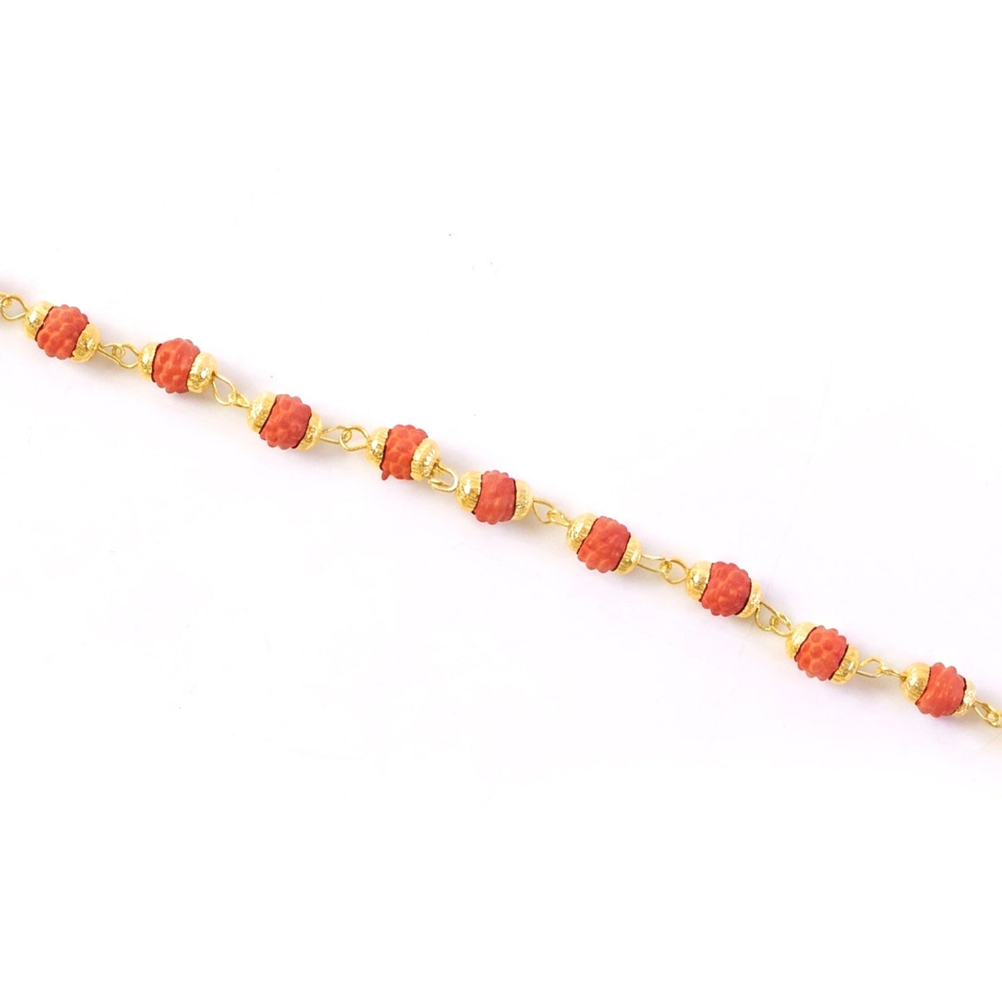 Rudraksha Bead Bracelet Rakhi Gold-plated Cap Beads Rakhi For Brother (1 Pc)
