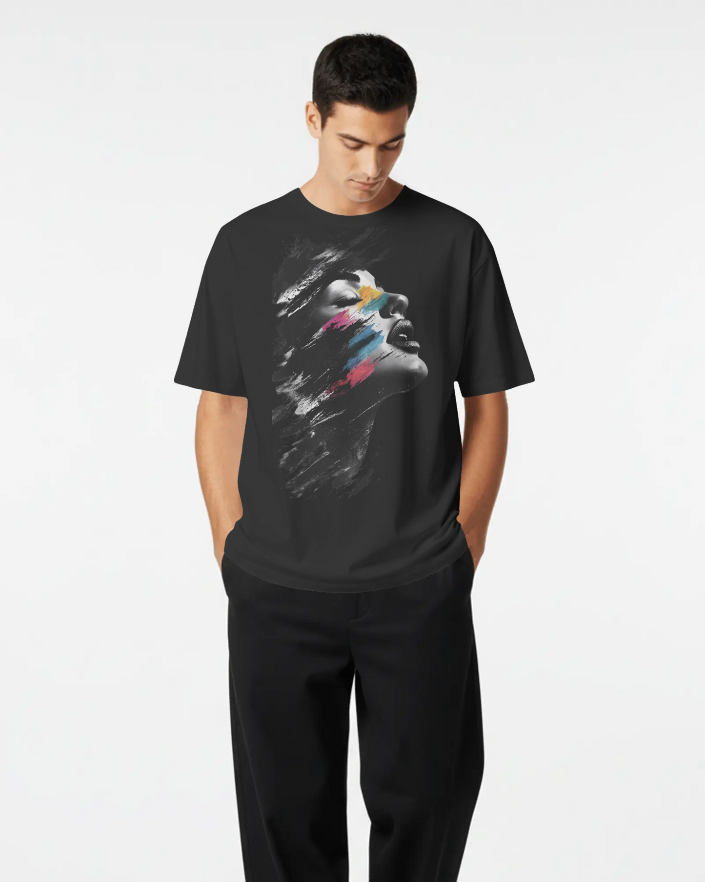Abstract Face Brushstroke Oversized T-Shirt