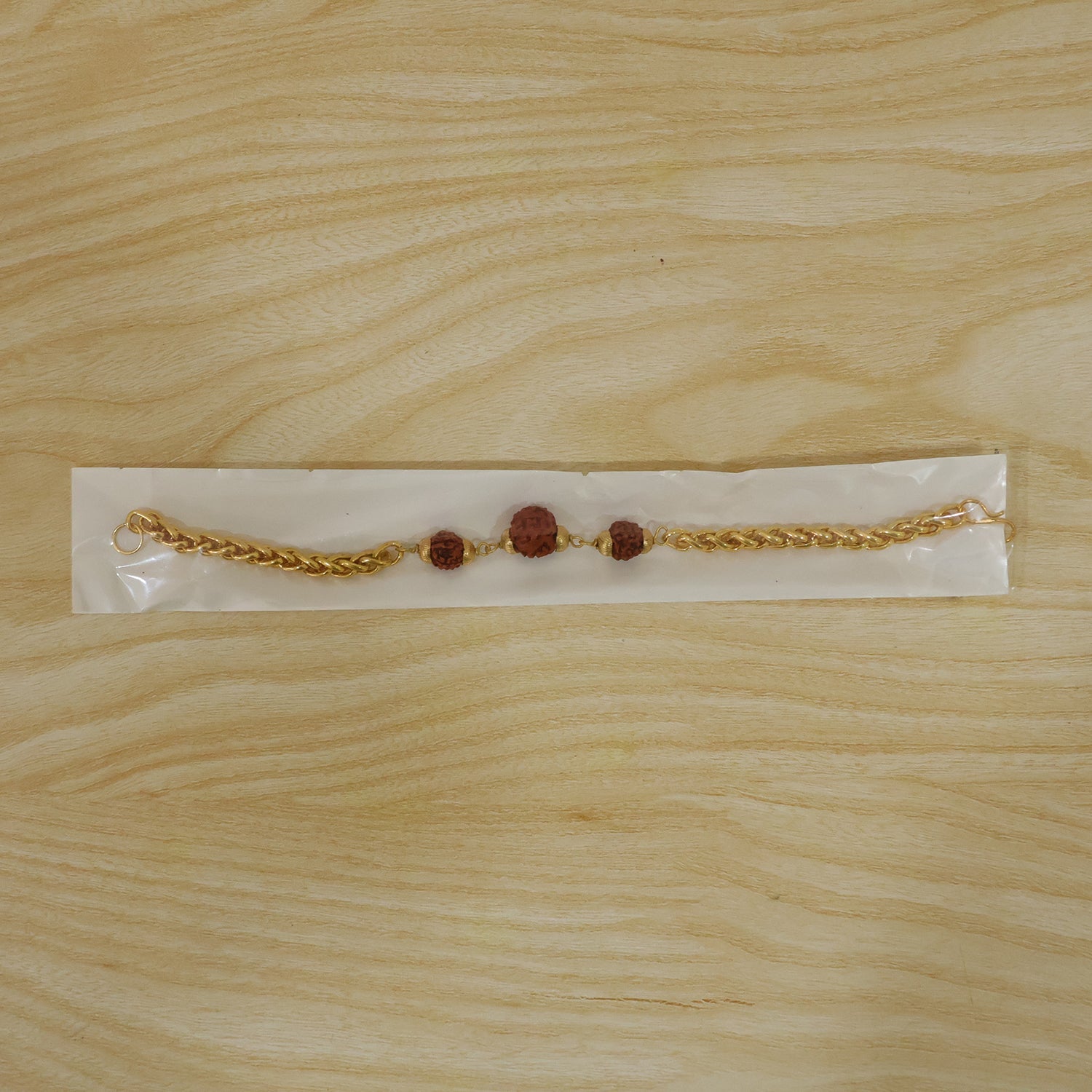 Premium Rudraksha Bead Rakhi Gold-plated Chain Rakhi For Brother (1 Pc)