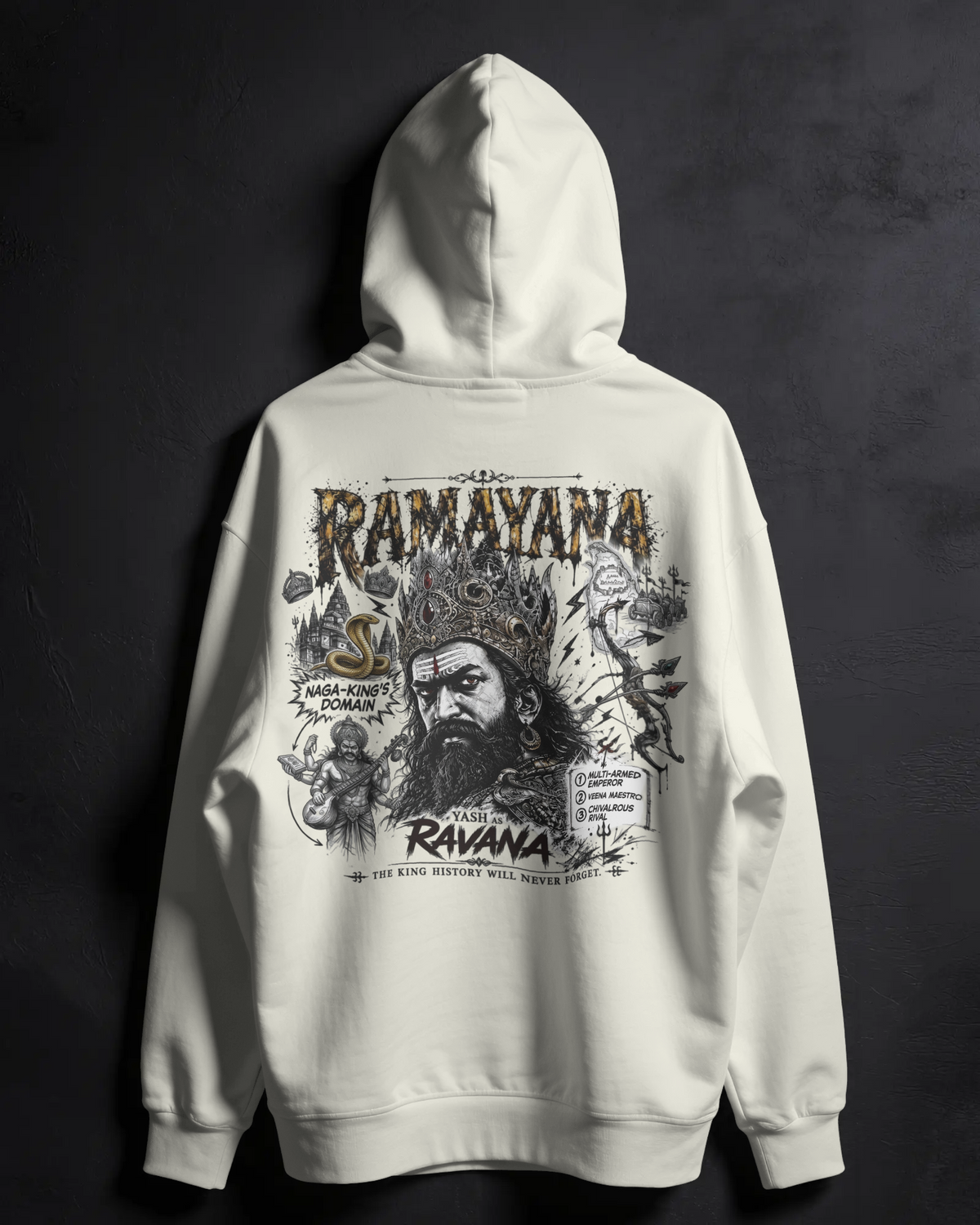 Ravana hoodie - back view Ramayana artwork