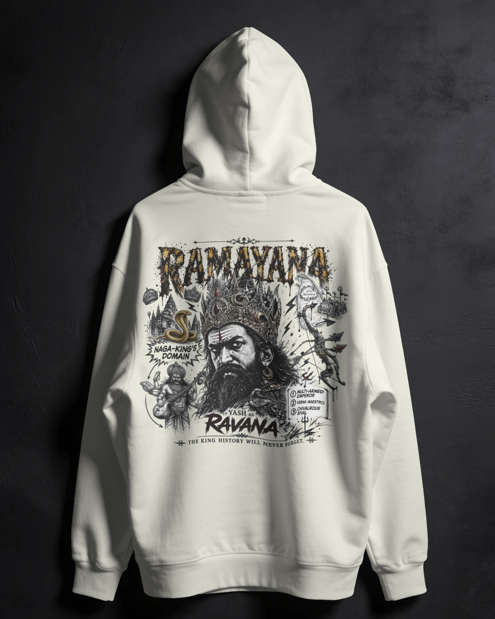 Ravana hoodie - back view Ramayana artwork