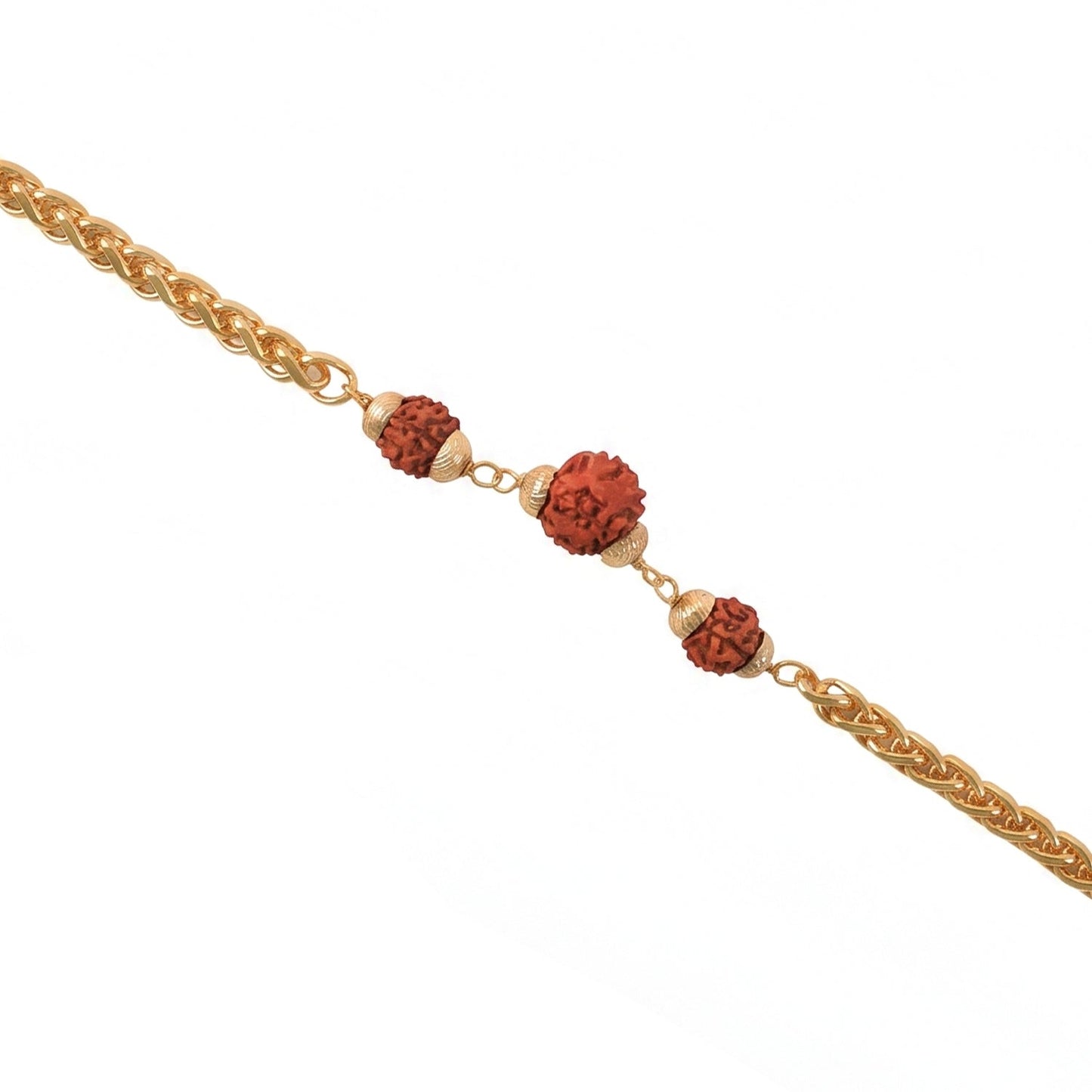 Premium Rudraksha Bead Rakhi Gold-plated Chain Rakhi For Brother (1 Pc)