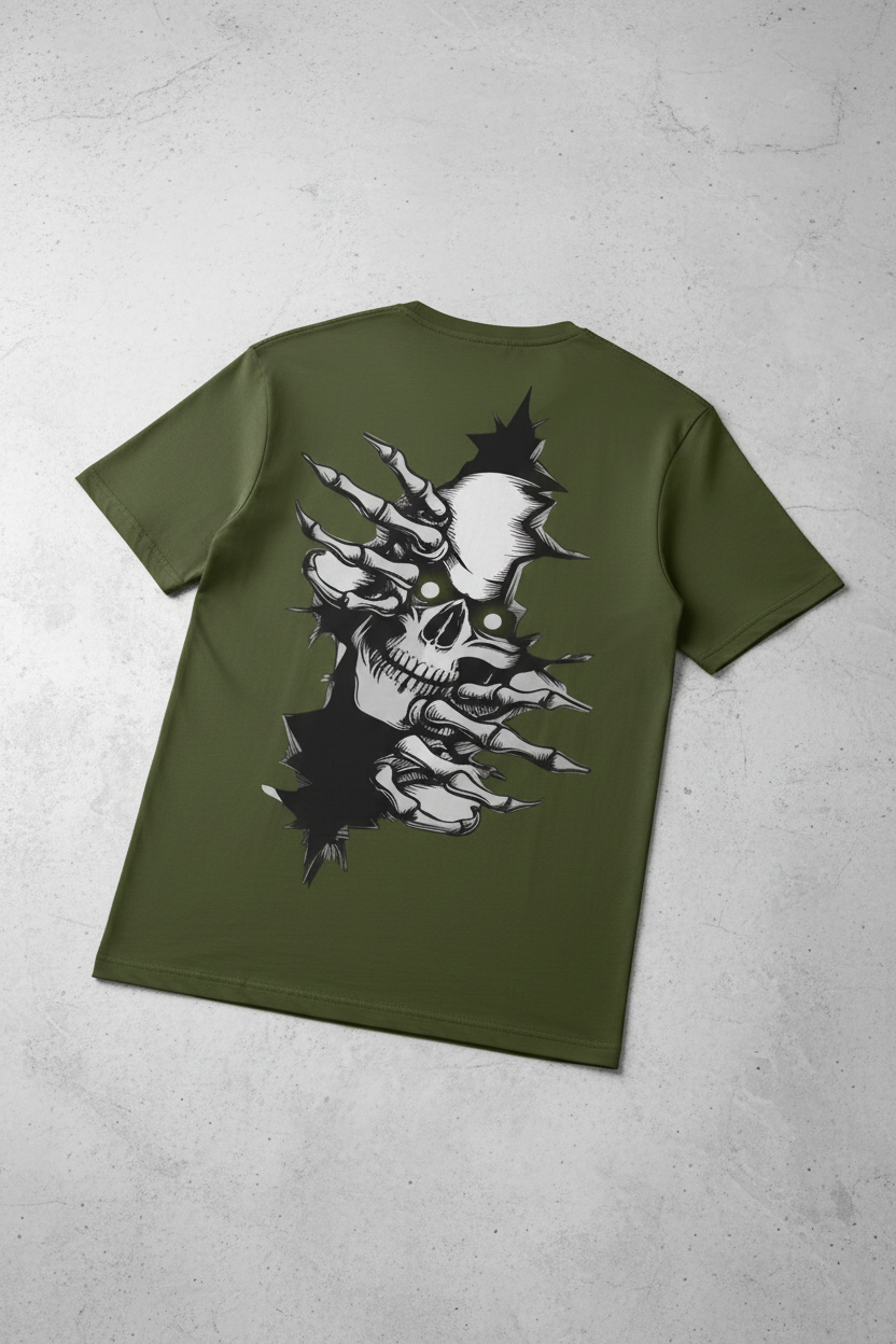 Skull Graphic T-Shirt Avocado Green Back