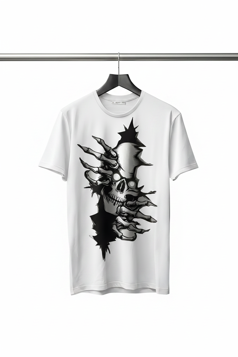 Skull Graphic T-Shirt White Front View