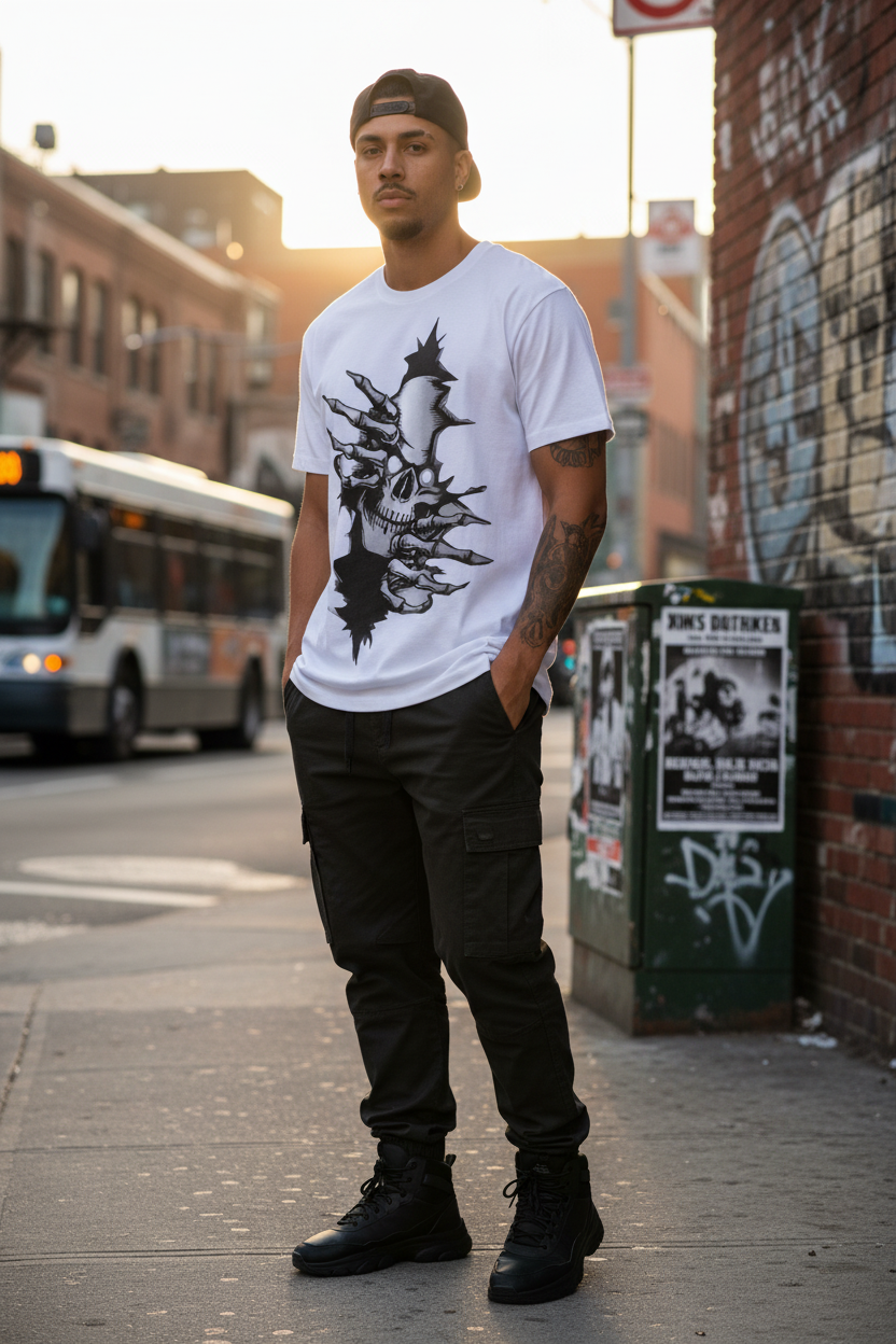 Skull Graphic T-Shirt White Lifestyle